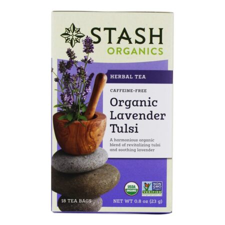 Chá de ervas Tulsi de lavanda orgânica sem cafeína - 18 Saquinhos de Chá Stash Tea