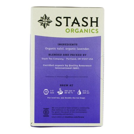 Chá de ervas Tulsi de lavanda orgânica sem cafeína - 18 Saquinhos de Chá Stash Tea - Image 2