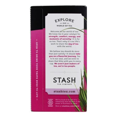 Chá de ervas de hibisco selvagem framboesa sem cafeína - 20 Saquinhos de Chá Stash Tea - Imagem 3
