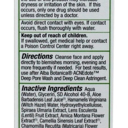 Natural ACNEdote Gel de Tratamento Invisível Máxima Força - 0.5 oz. Alba Botanica - Imagem 3