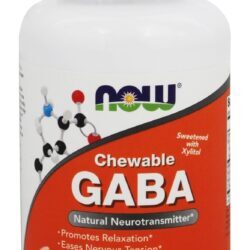 GABA com Xilitol Sabor Laranja - 90 comprimidos mastigáveis NOW Foods