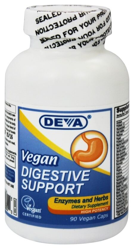 Enzimas de Suporte Digestivo Vegan e Alta Potência de Ervas - Cápsulas vegetarianas 90 Deva Nutrition