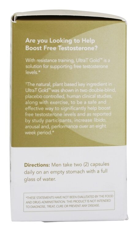 Impulsionador de testosterona livre natural Ultra T Gold - Cápsulas vegetarianas 60 Ageless Foundation - Image 4