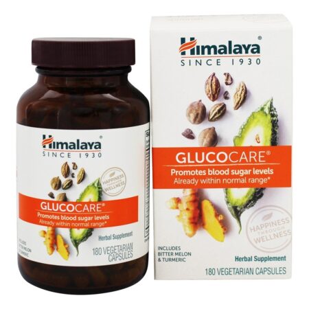 GlucoCare para a saúde natural da glicose do sangue - Cápsulas vegetarianas 180 Himalaya Herbal Healthcare