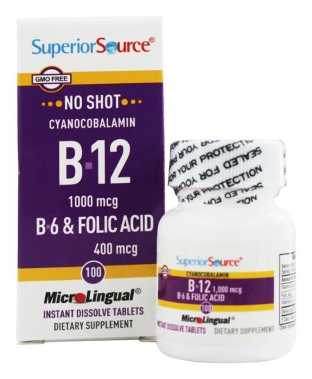 B12 Cianocobalamina Dissolução Instantânea 1000 mcg. - 100 Tablets Superior Source