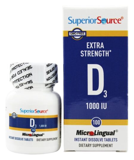 Vitamina D3 Potência Extra Dissolução Instantânea 1000 UI - 100 Tablets Superior Source