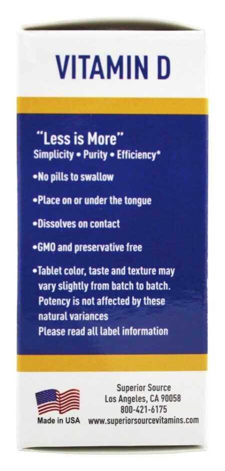 Vitamina D3 Potência Extra Dissolução Instantânea 10000 UI - 100 Tablets Superior Source - Image 4