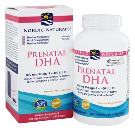 DHA Pré-Natal com Vitamina D - 180 Softgels Nordic Naturals