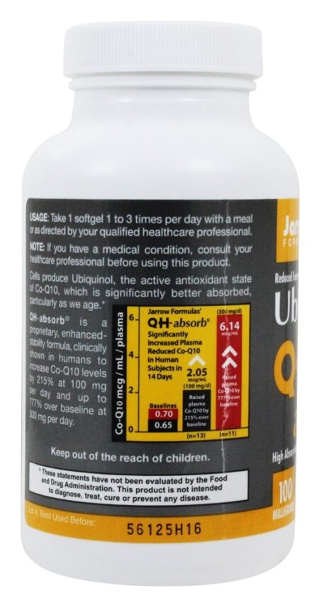 Ubiquinol QH-Absorb 100 mg. - 120 Softgels Jarrow Formulas - Image 3