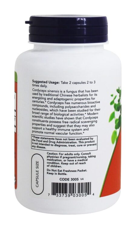 Cordyceps 750 mg. - Cápsulas vegetarianas 90 NOW Foods - Image 3