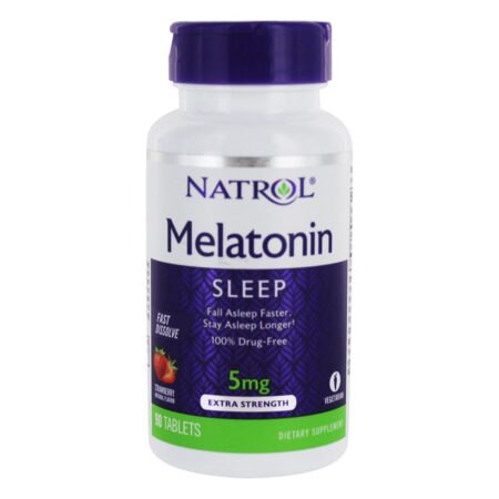 Melatonina para Sono Dissolução Rápida Sabor Morango 5 mg. - 90 Tablets Natrol