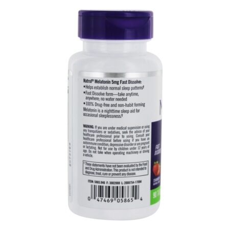 Melatonina para Sono Dissolução Rápida Sabor Morango 5 mg. - 90 Tablets Natrol - Image 3