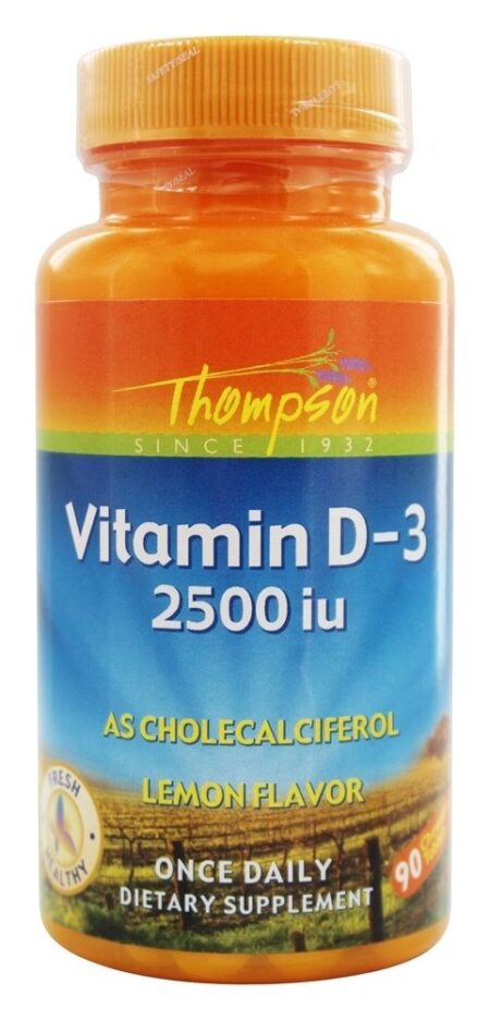 Vitamina D3 como sabor de limão de colecalciferol 2500 IU - 90 comprimidos mastigáveis Thompson