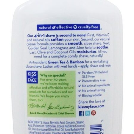 Umidade Barbear Verde Chá & Bambu - 11 fl. oz. Kiss My Face - Imagem 2