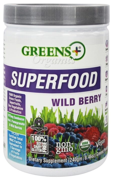 Superalimento Orgânico de Fruta Silvestre Em Pó - 8.46 oz. Greens Plus