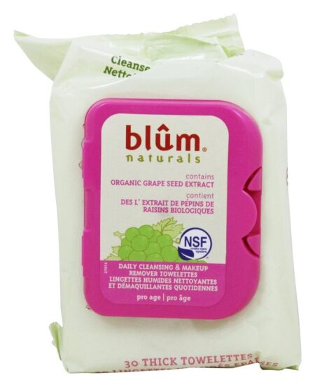 Diário Limpeza & Maquiagem Removedor Towelettes Pró Idade - 30 Toalha (s) Blum Naturals