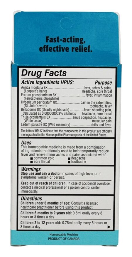 Crianças Alívio da Dor e Febre Oral Líquido Sabor Cereja - 0.85 fl. oz. Homeolab USA - Image 2