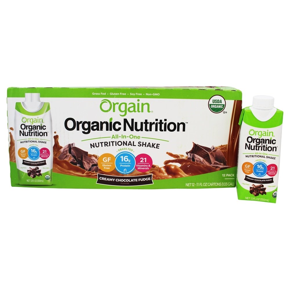 Orgânico Pronto para Beber Calda Nutritiva de Chocolate Cremoso Fudge - Pacote 12 Orgain