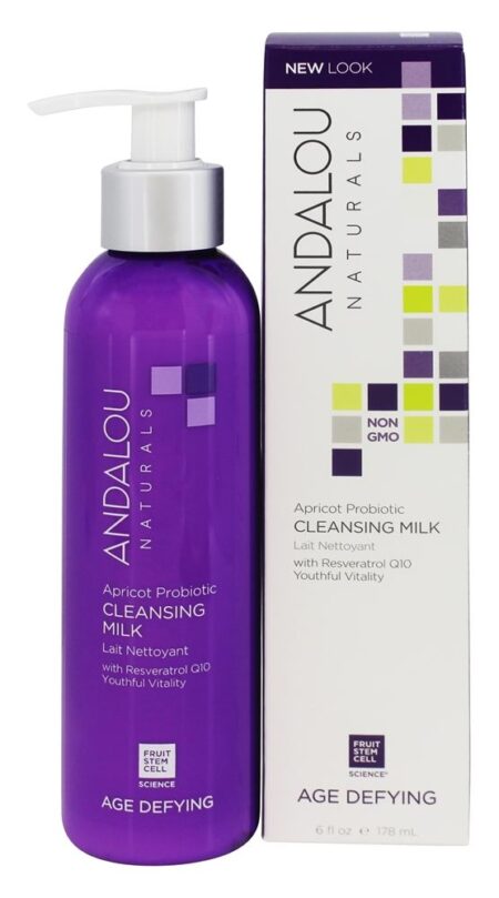 Leite de limpeza probiótico de damasco que desafia a idade - 6 fl. oz. Andalou Naturals