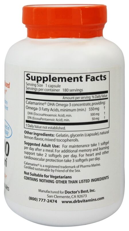 Calamari DHA 500 com Calamarine 500 mg. - 180 Softgels Doctor's Best - Image 2