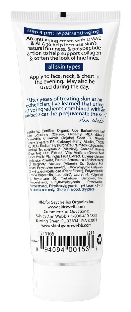 Creme de Noite de Preservação da Polietileno da Juventude da Organics da Pele de Baunilha para Rosto - 3.5 fl. oz. Skin - Imagem 2