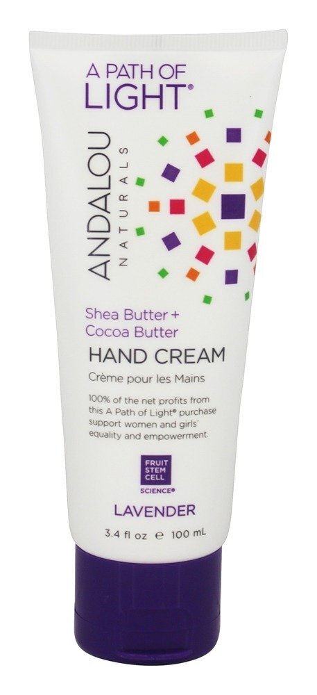 Um caminho de manteiga de karité leve + creme de mãos de manteiga de cacau lavanda - 3.4 fl. oz. Andalou Naturals
