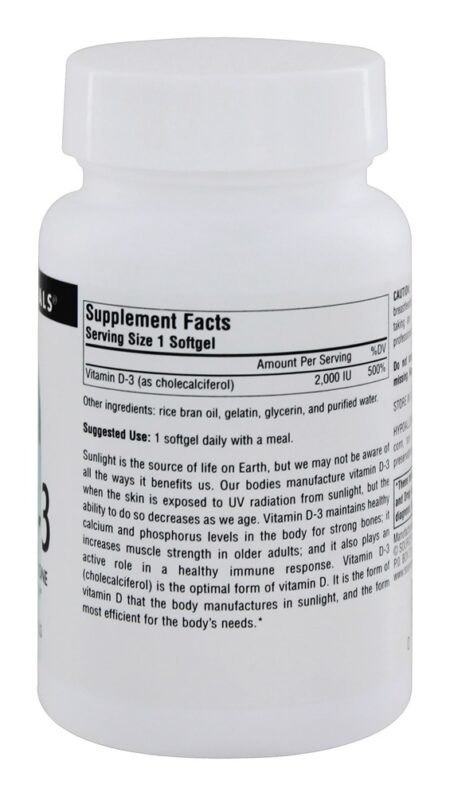 Vitamina D3 2000 UI - 200 Softgels Source Naturals - Image 2