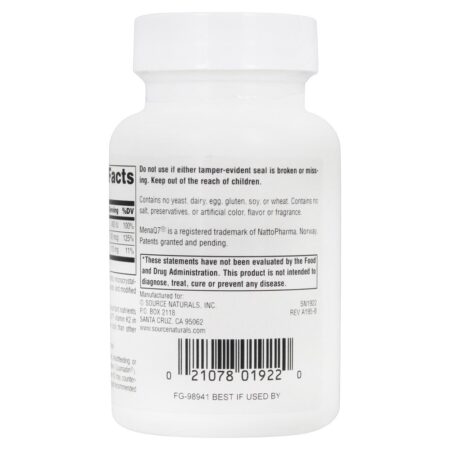 Osso e coração de vitamina K2 + D3 Health Support - 60 Tablets Source Naturals - Image 3