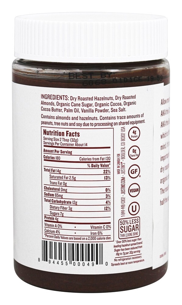 Mistura De Avelã Com Chocolate - 16 oz. Justin's Nut Butter - Imagem 2