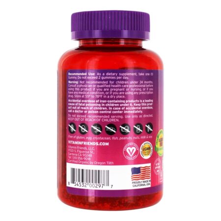 Kids Iron Vegan Gummies Sabor De Morango - 60 Gummies Vitamin Friends - Image 3