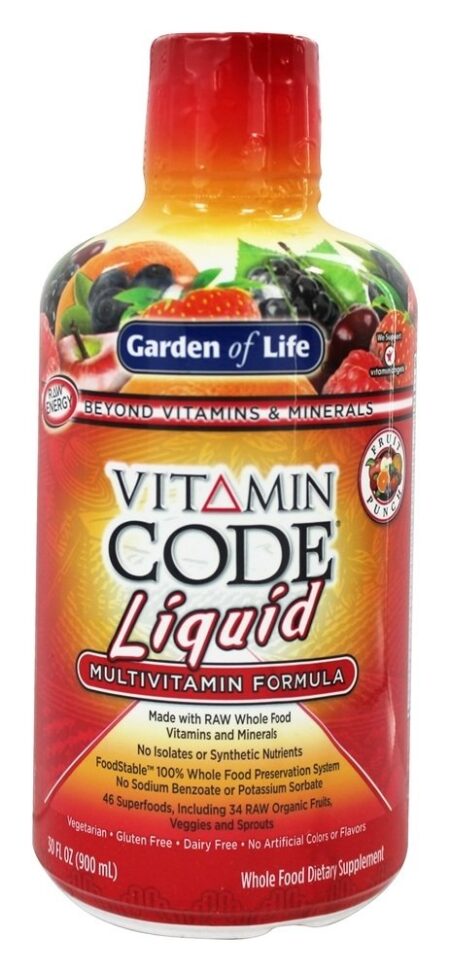 Vitamina Código Líquido Fruto Soco Sabor - 30 fl. oz. Garden of Life