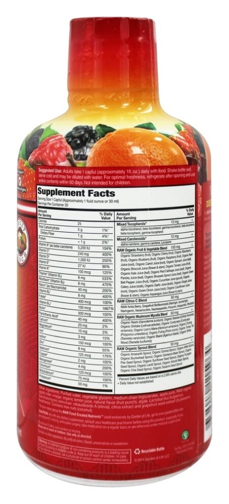 Vitamina Código Líquido Fruto Soco Sabor - 30 fl. oz. Garden of Life - Image 2