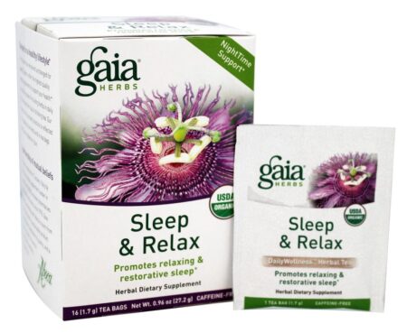 Dormir e relaxar chá dietético à base de plantas - 16 Saquinhos de Chá Gaia Herbs