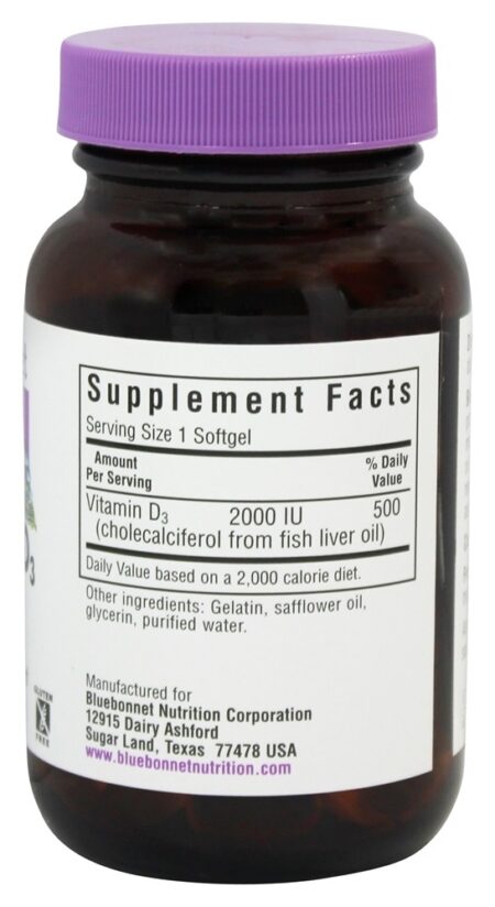 Vitamina D3 2000 UI - 100 Softgels Bluebonnet Nutrition - Image 2