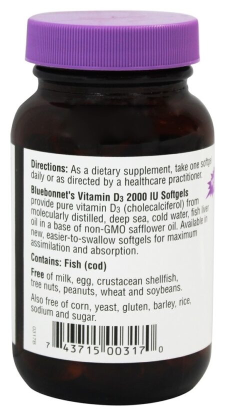 Vitamina D3 2000 UI - 100 Softgels Bluebonnet Nutrition - Image 3