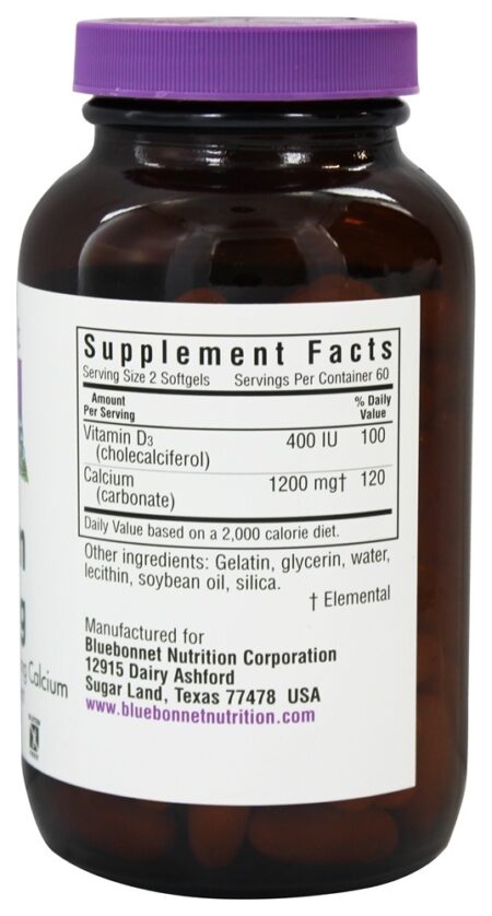 Sem leite de cálcio 1200 mg. - 120 Softgels Bluebonnet Nutrition - Image 2