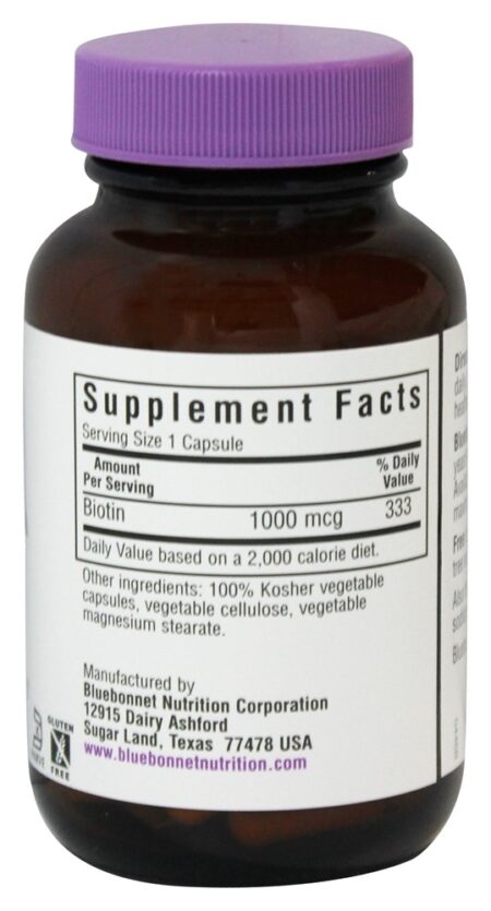 Biotina 1000 mcg. - Cápsulas vegetarianas 90 Bluebonnet Nutrition - Image 2