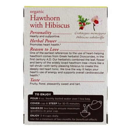 Hawthorn orgânico com chá de ervas de hibisco - 16 Saquinhos de Chá (Anteriormente Chá para o Coração) Traditional Medicinals - Image 3