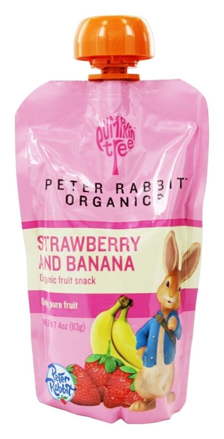 Lanche de Frutas Orgânicas 100 % Pure Morango e Banana - 4 oz. Peter Rabbit Organics