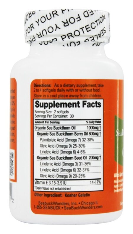 Omega-7 Completo Mistura de Óleo de Espinheiro Marítimo 500 mg. - 60 Softgels Seabuck Wonders - Image 2