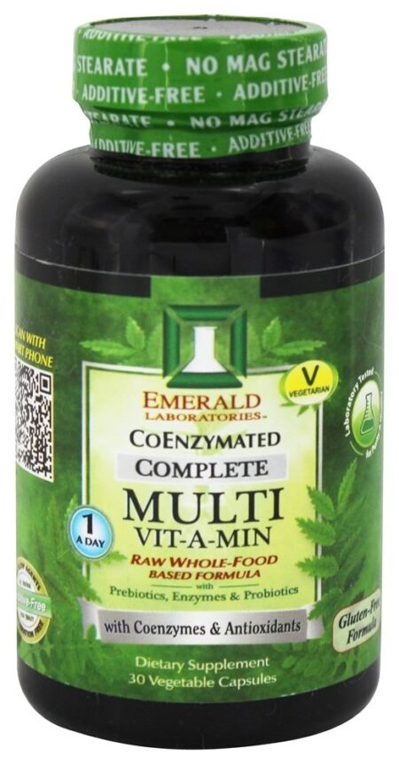 Fórmula completa à base de alimentos integrais Multi Vit-A-Min - Cápsulas vegetarianas 30 Emerald Labs