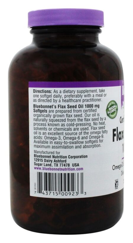 Óleo de linhaça 1000 mg. - 250 Softgels Bluebonnet Nutrition - Image 3