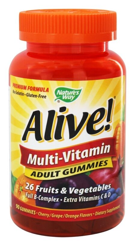 Alive! Gominhas Multivitamínicas Para Adultos Sabor Cereja, Uva & Laranja - 90 Gummies Nature's Way