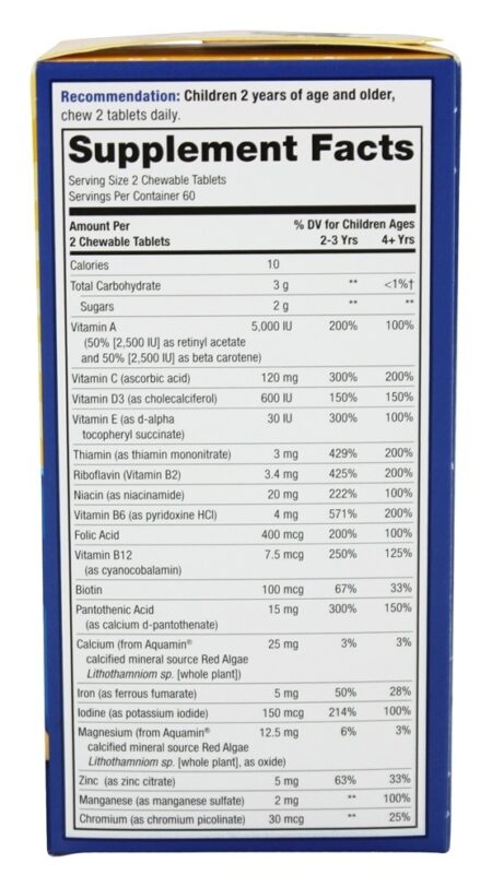 Alive Multivitamínico Mastigável Para Crianças Sabor Natural de Laranja & Berries - 120 comprimidos mastigáveis Nature's Way - Image 2