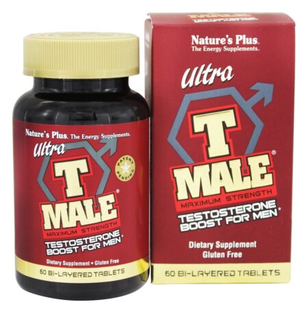 Impulsionador de testosterona de força máxima macho Ultra T para homens - 60 Tablets Natures Plus