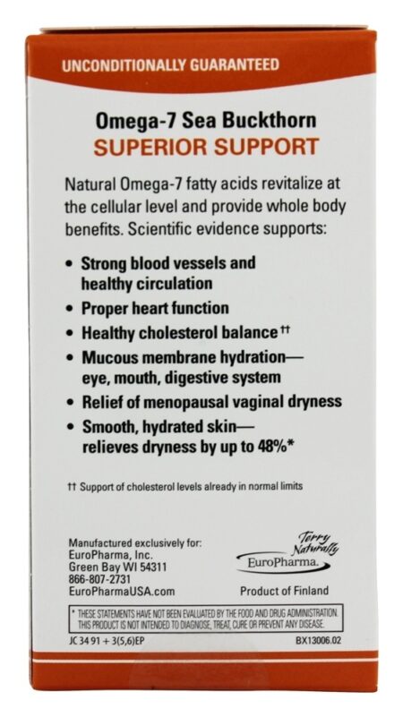 Terry Naturalmente Omega - 7 1000 mg. - 60 Softgels EuroPharma - Image 3