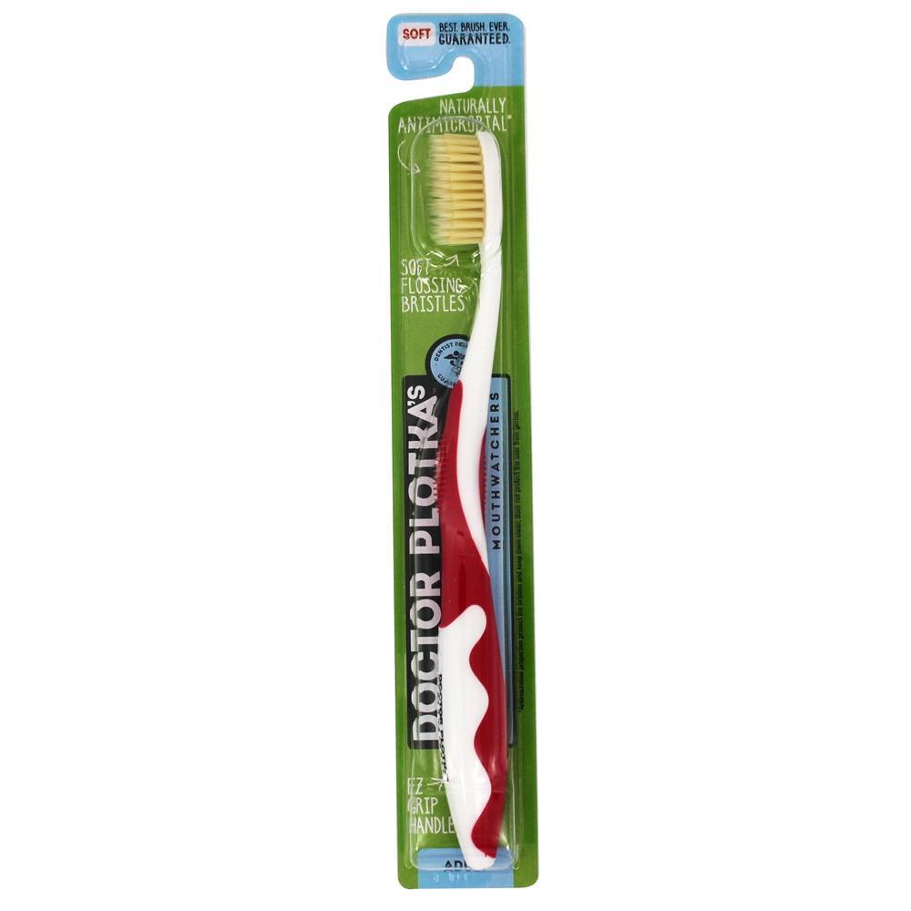 Escova de dentes antimicrobiana de cerdas macias para adultos Vermelho Doctor Plotka's