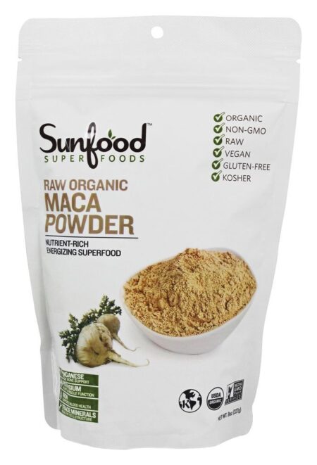 Maca em pó orgânico cru 227 g. - 8 oz. Sunfood Superfoods