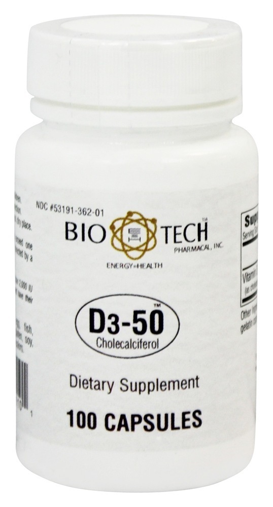 Vitamina D3-50 50000 IU - Cápsulas 100 Bio-Tech Pharmacal