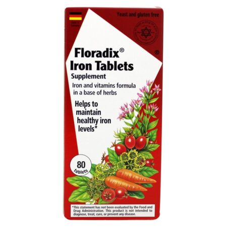 Floradix Comprimidos de Ferro - 80 Tablets Flora